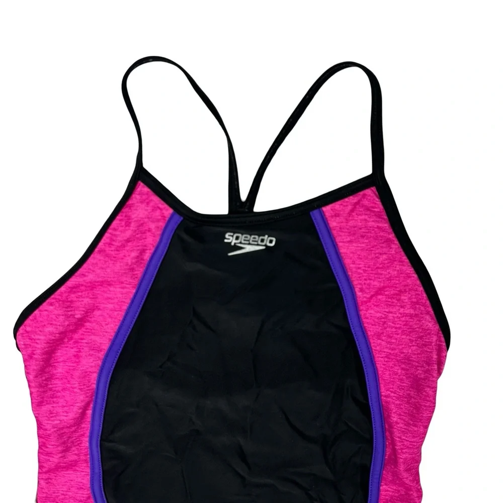 Speedo Black Pink Tankini Unlined Swim Swimsuit Top Girls Size 12